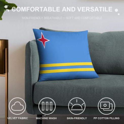 Aruba Flag Throw Pillow - CaribeHeart Aruba